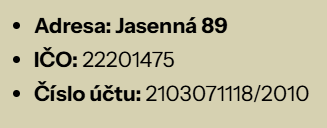 Adresa spolku přístupná zde:https://jasennaartists.com/kontakty/